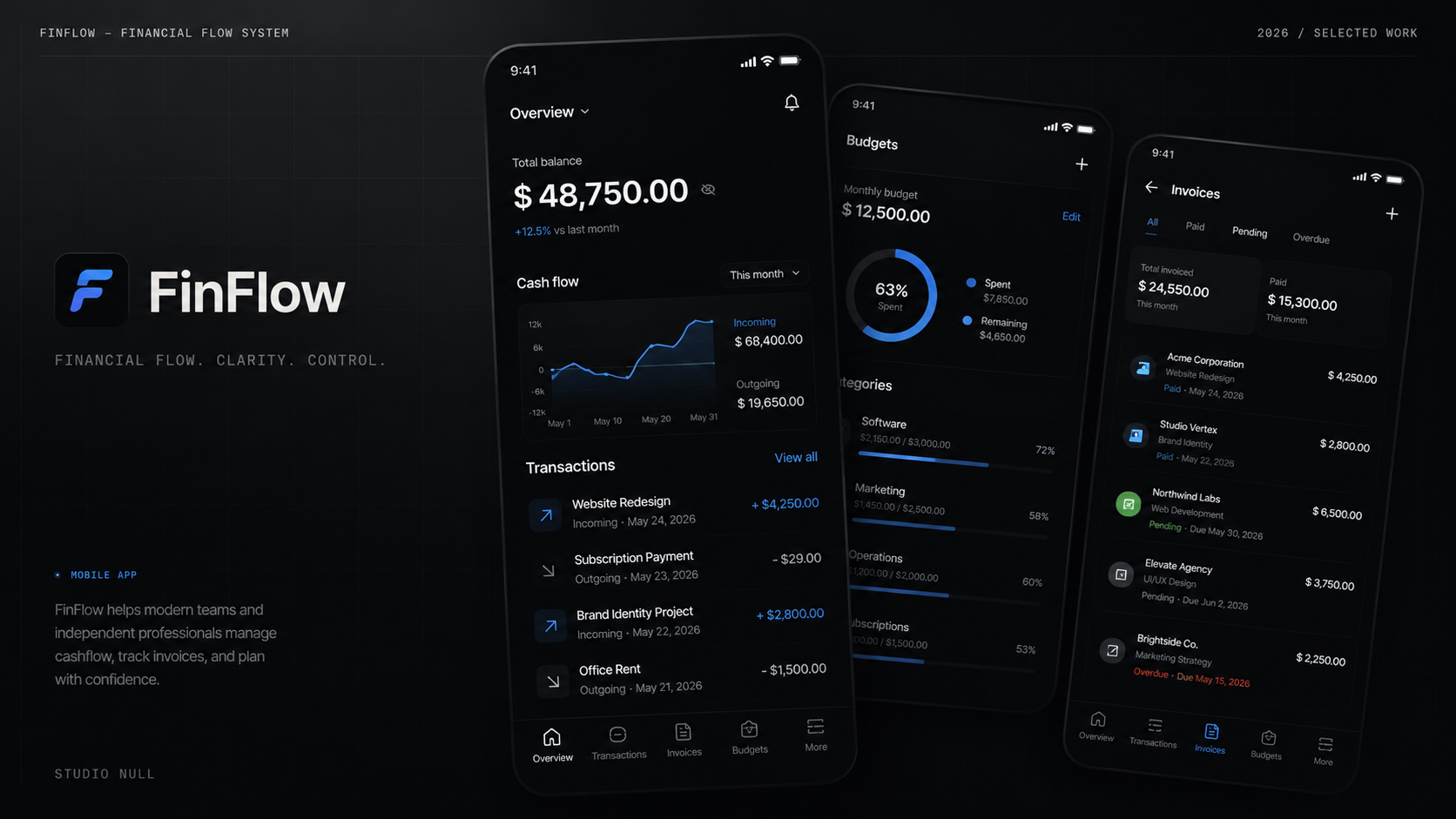 FinFlow finance app interface preview
