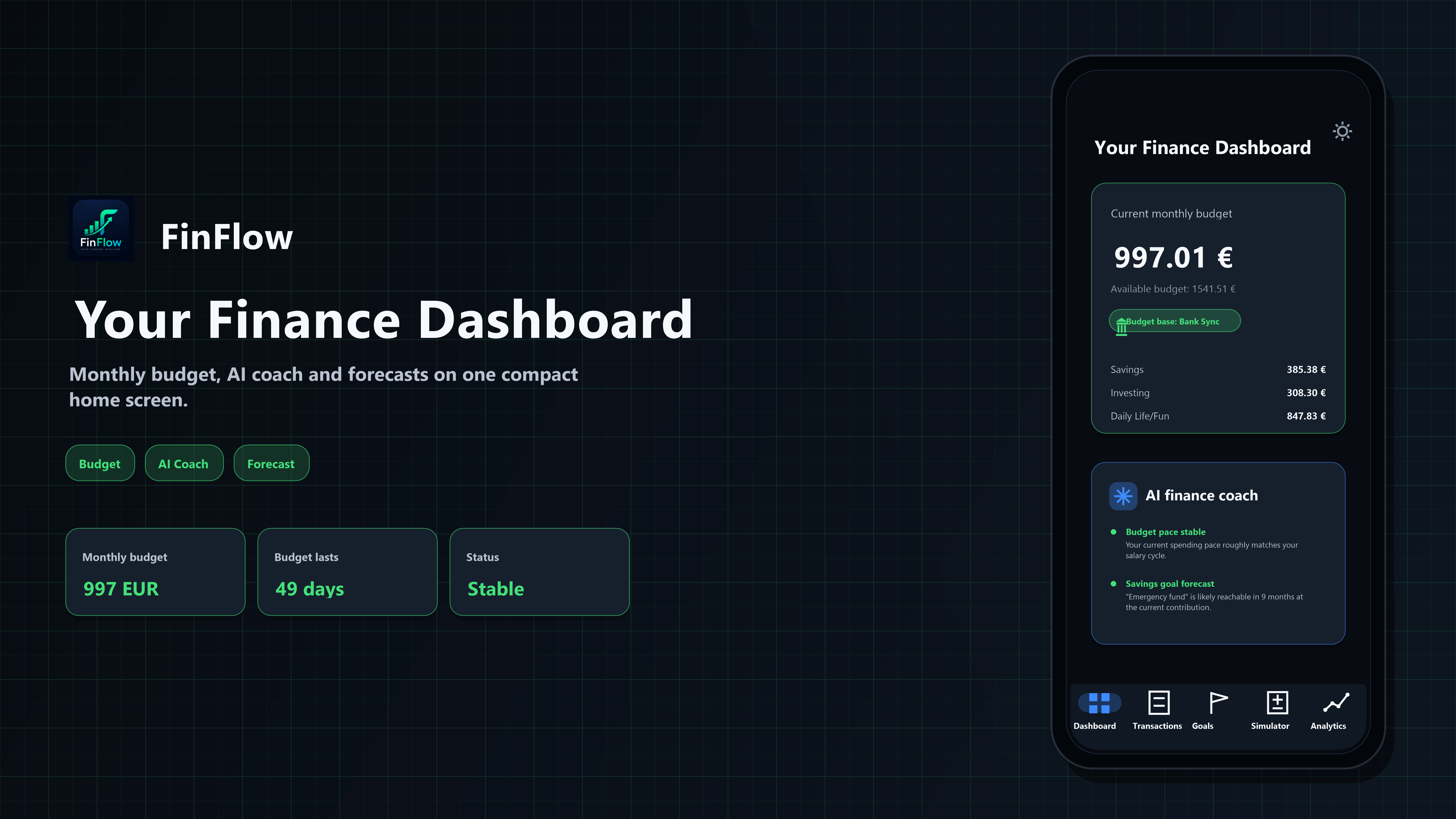 FinFlow finance dashboard app preview