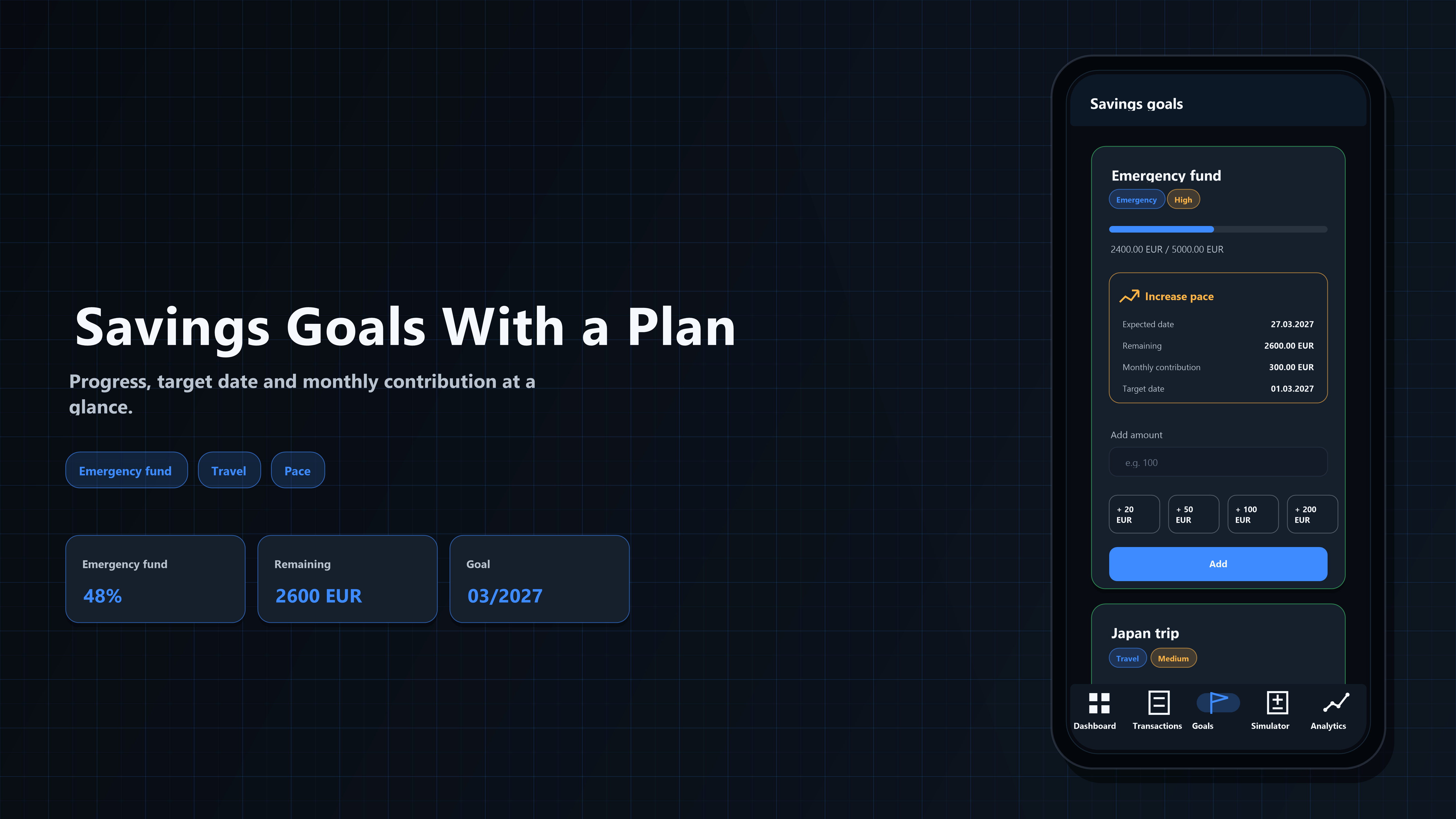 FinFlow savings goals screenshot