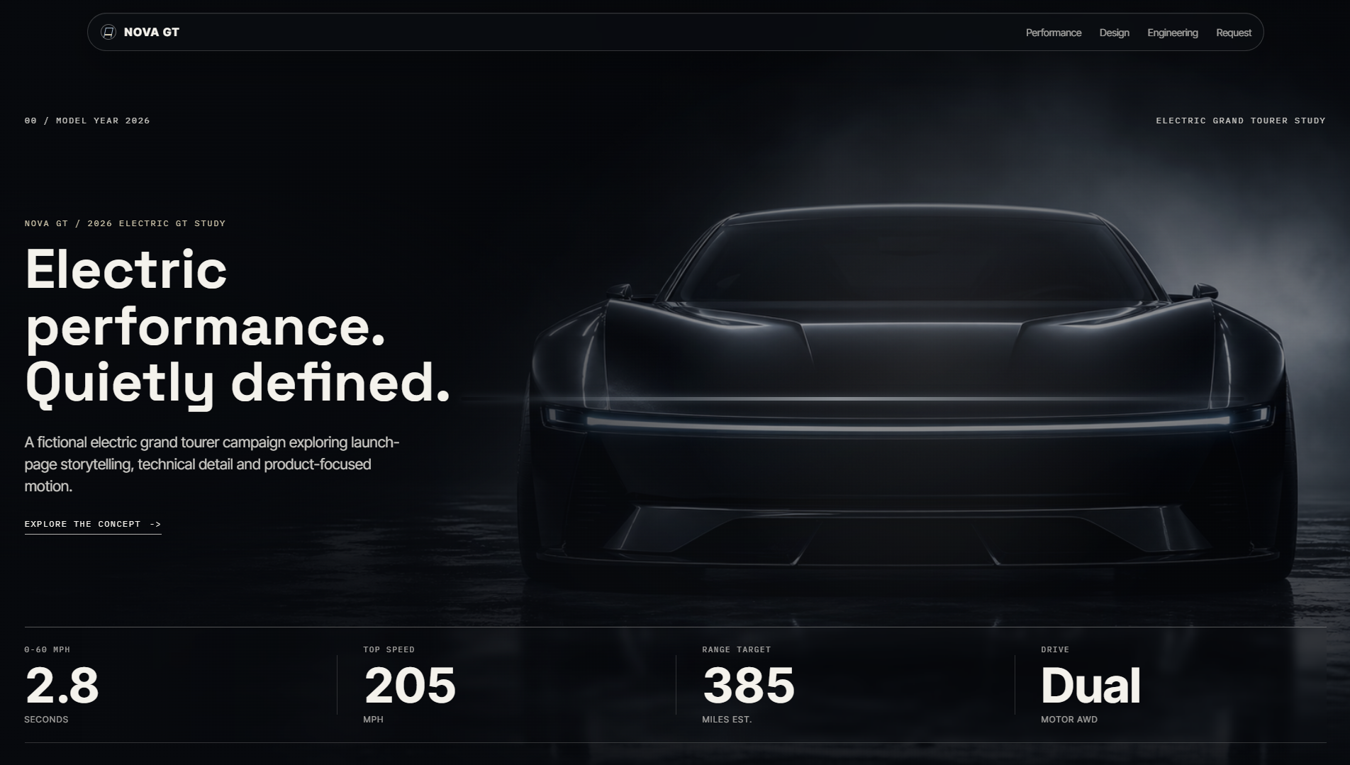 Nova-GT concept car website preview
